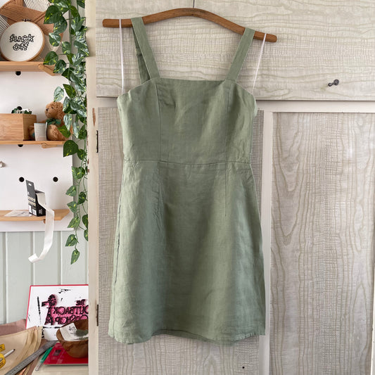 (6) Ava&ever Green Linen/ Cotton Lined Playsuit