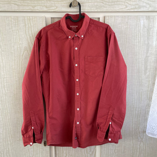 (M) Men's Medium Fit Rust Cotton L/S Shirt.