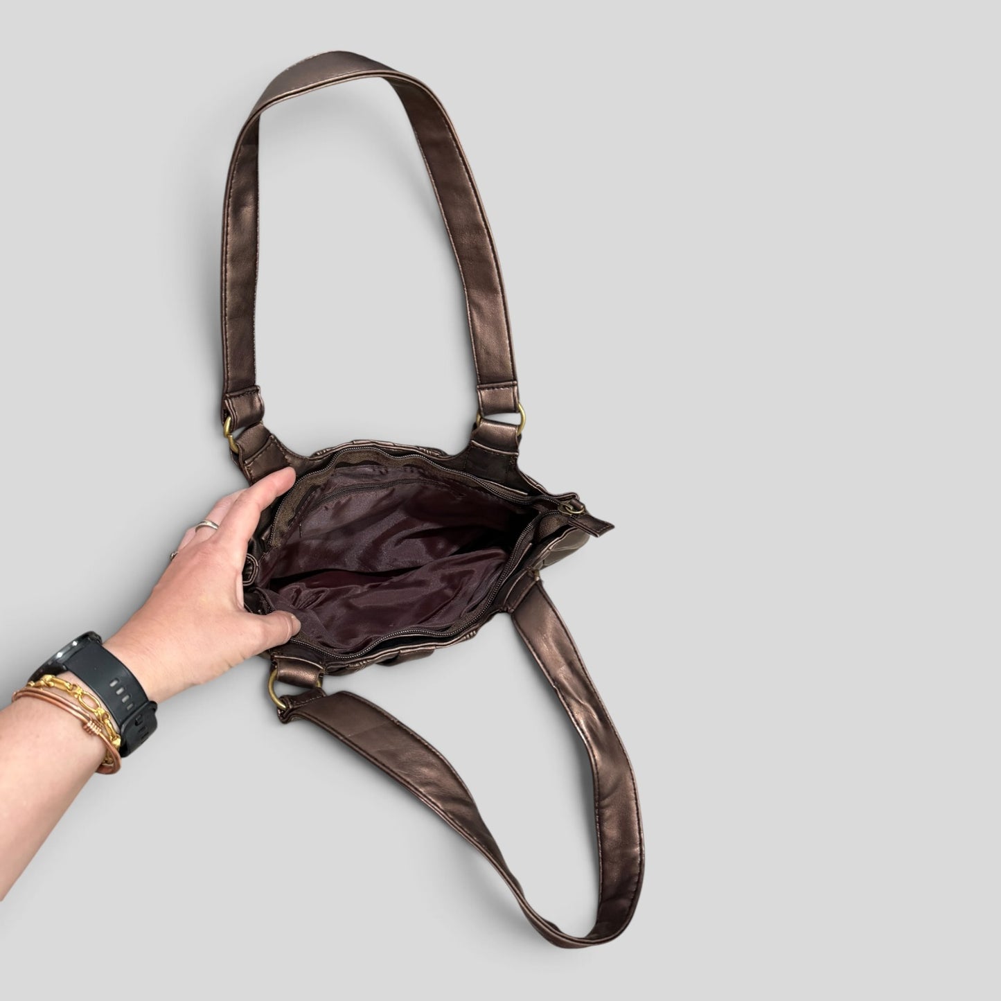 Handbag | Brown Metalic