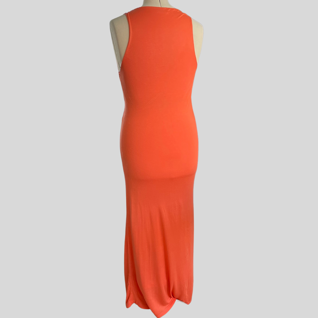 (6) Kookai Orange Lined Jersey Maxi Dress