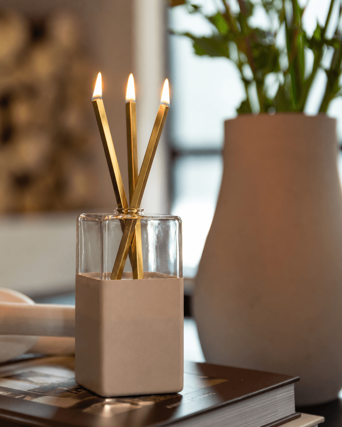 Image of Boxy Gold Everlasting Candles | Everlasting Candle Co