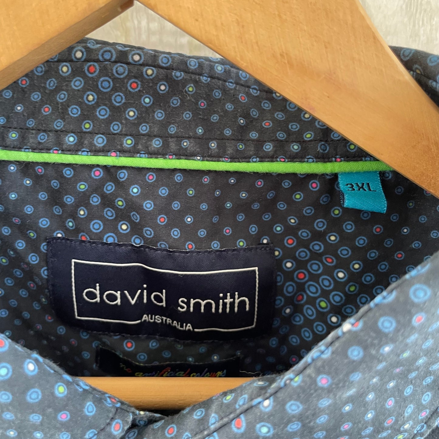 (3XL) David Smith Black Colourful Spot Detail L/S Dress Shirt