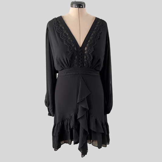 (XS - Plus) City Chic Black L/S Dress