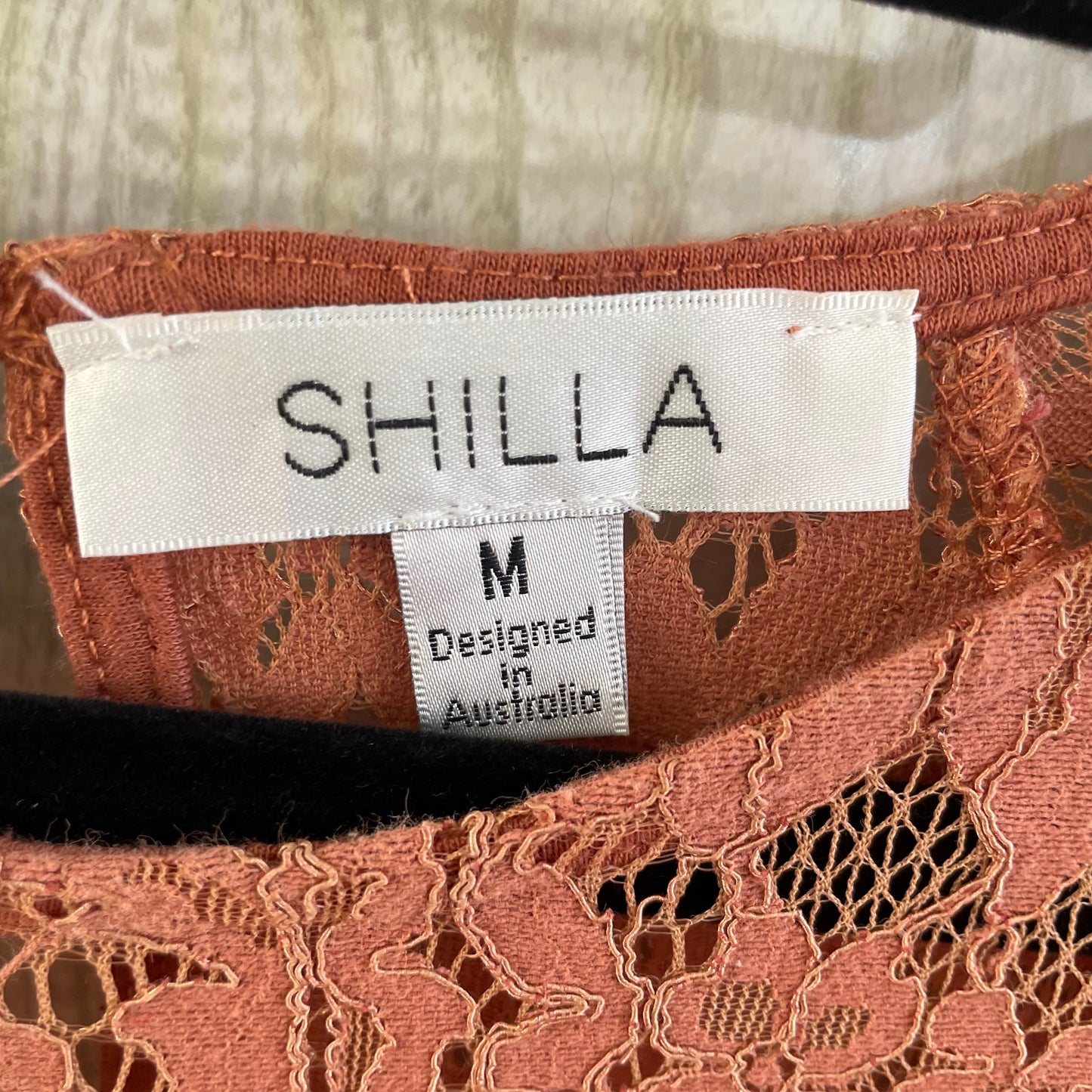 (M) Shilla Brown Lace Blouse