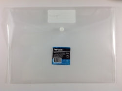 Image of DOCUMENT WALLET PROTEXT A4 PP BUTTON CLOSURE CLEAR