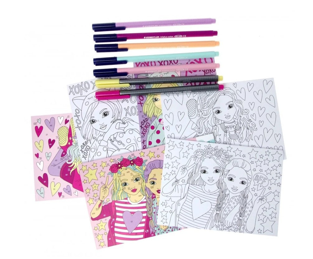 Image of FASHION COLOUR BY NUMBERS TRIPLUS ACTIVITY SET STAEDTER