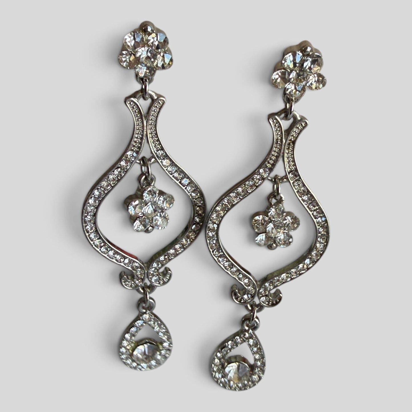 Earrings | Silver Teardrop Chandelier
