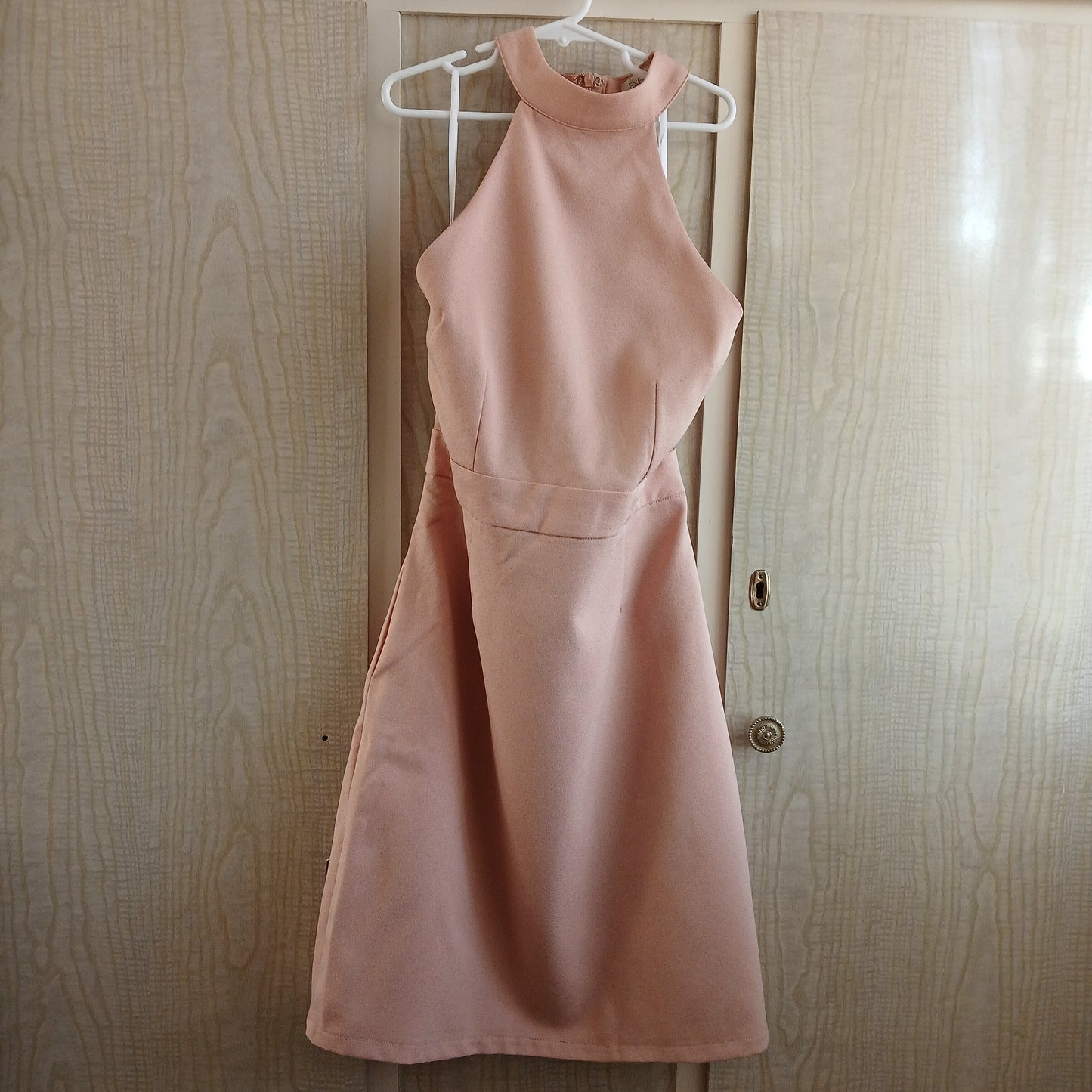 (8) Executive Ponies Pink aline high neck dress