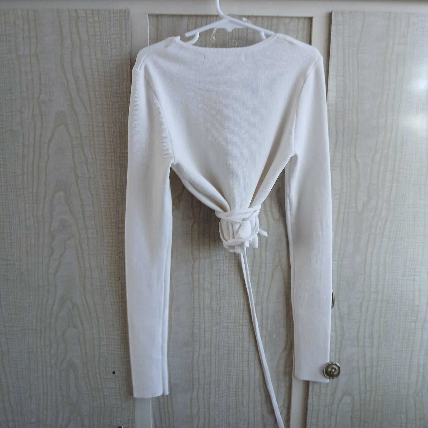 (XS) White L/S Crop Wrap Cardigan Supre