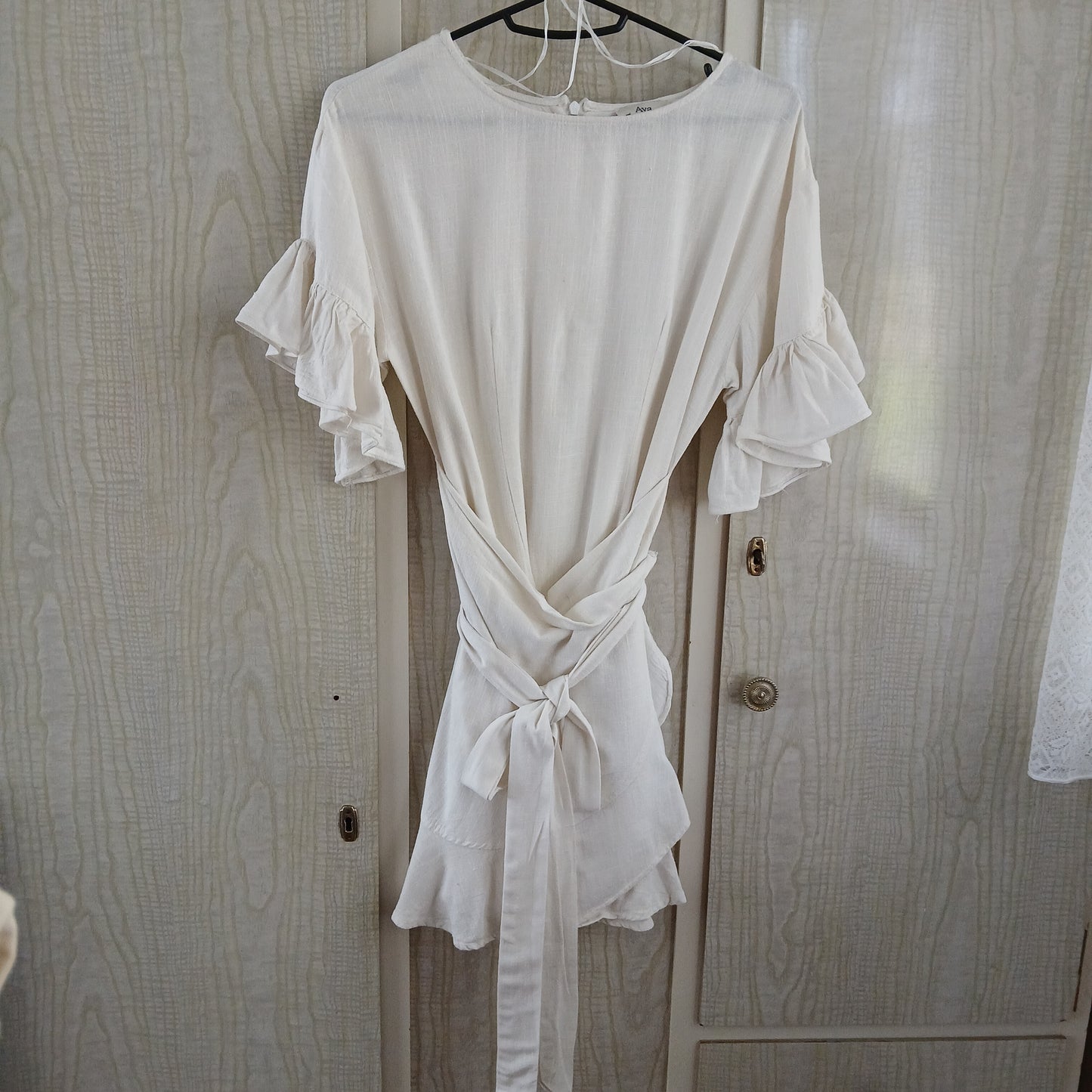 (6) Ava Linen Wrap Dress