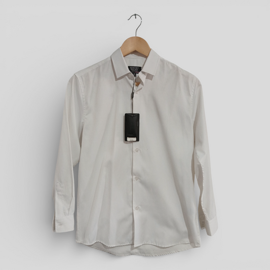 (12JNR) Huntley & Sons | White Striped LS Dress Shirt | BNWT