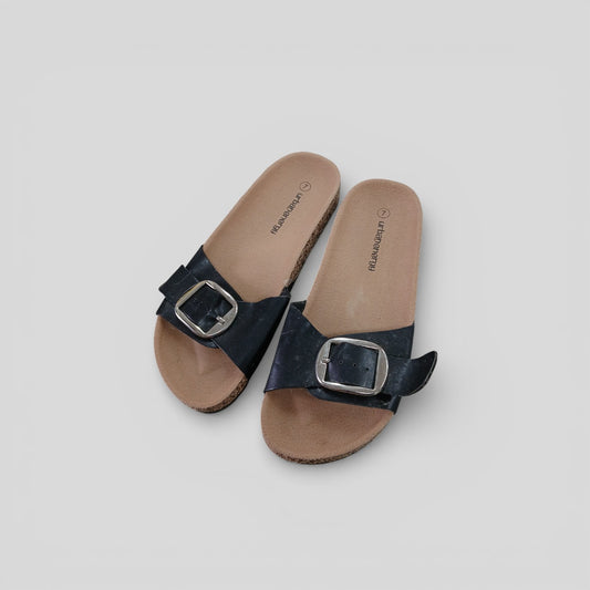 (7) Urban Energy | Black Buckle Slides