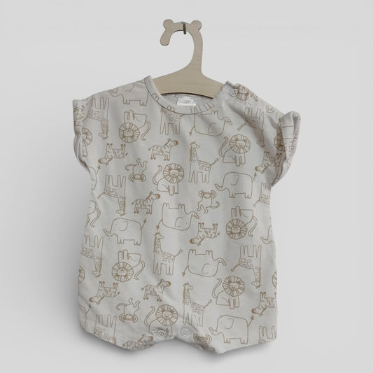(000JNR) Dymples | Animals Romper White