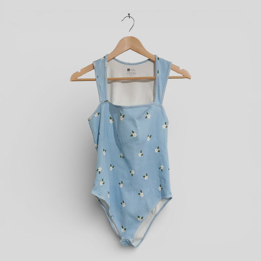 (XL) Blue Floral Bodysuit