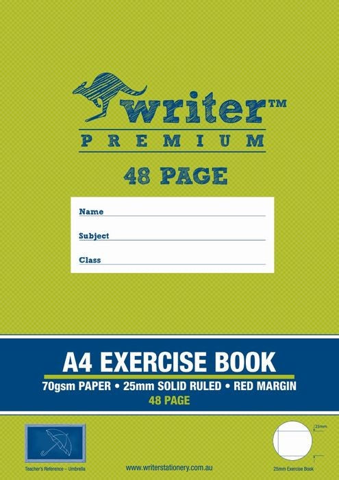 EXERCISE BOOK WRITER PREMIUM A4 25MM RULED + MARGIN UMBRELLA 48PG