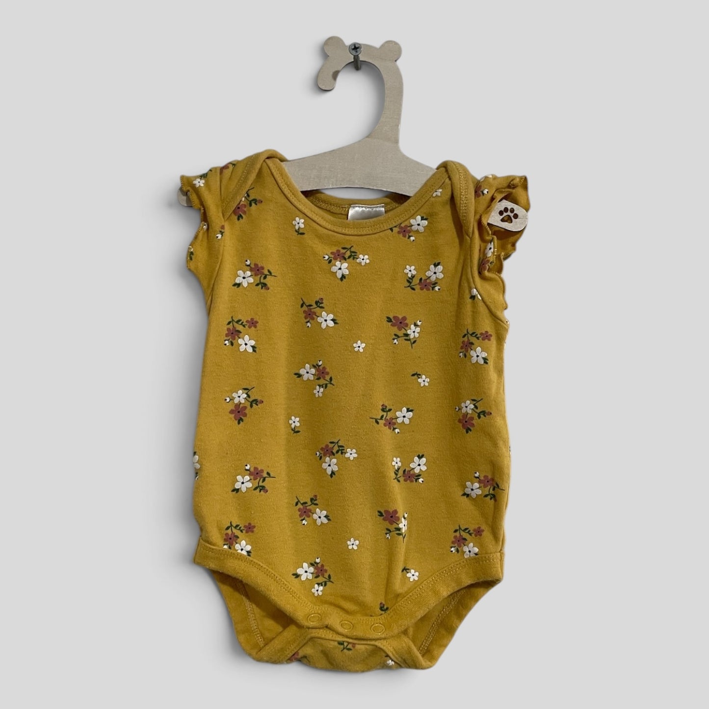 (00JNR) Baby Berry | Mustard Floral Onesie