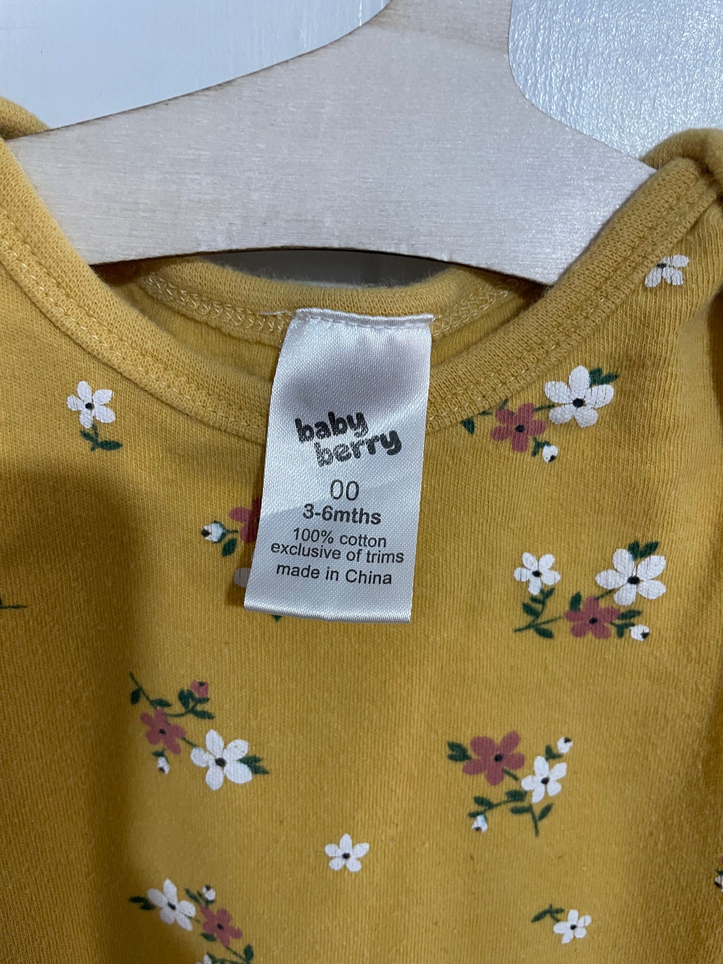 (00JNR) Baby Berry | Mustard Floral Onesie