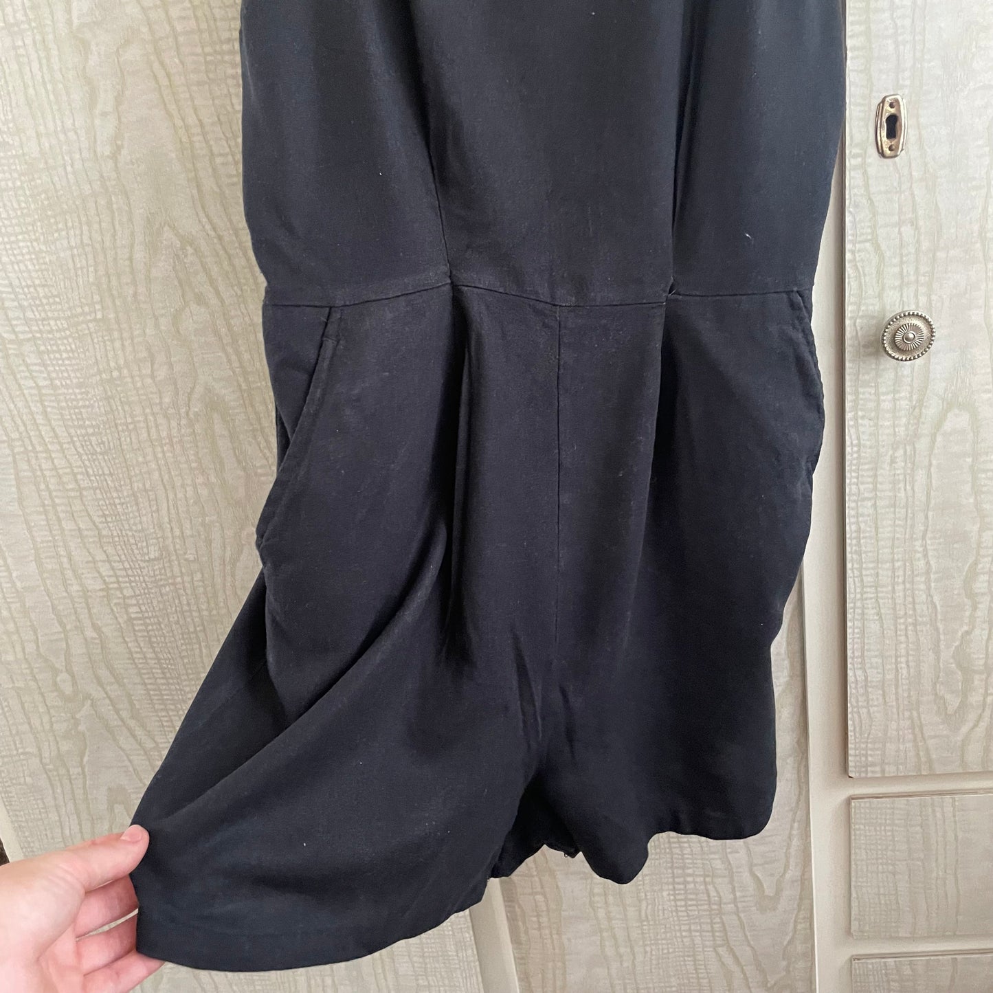 (10) Black Linen overalls/ playsuit Anko