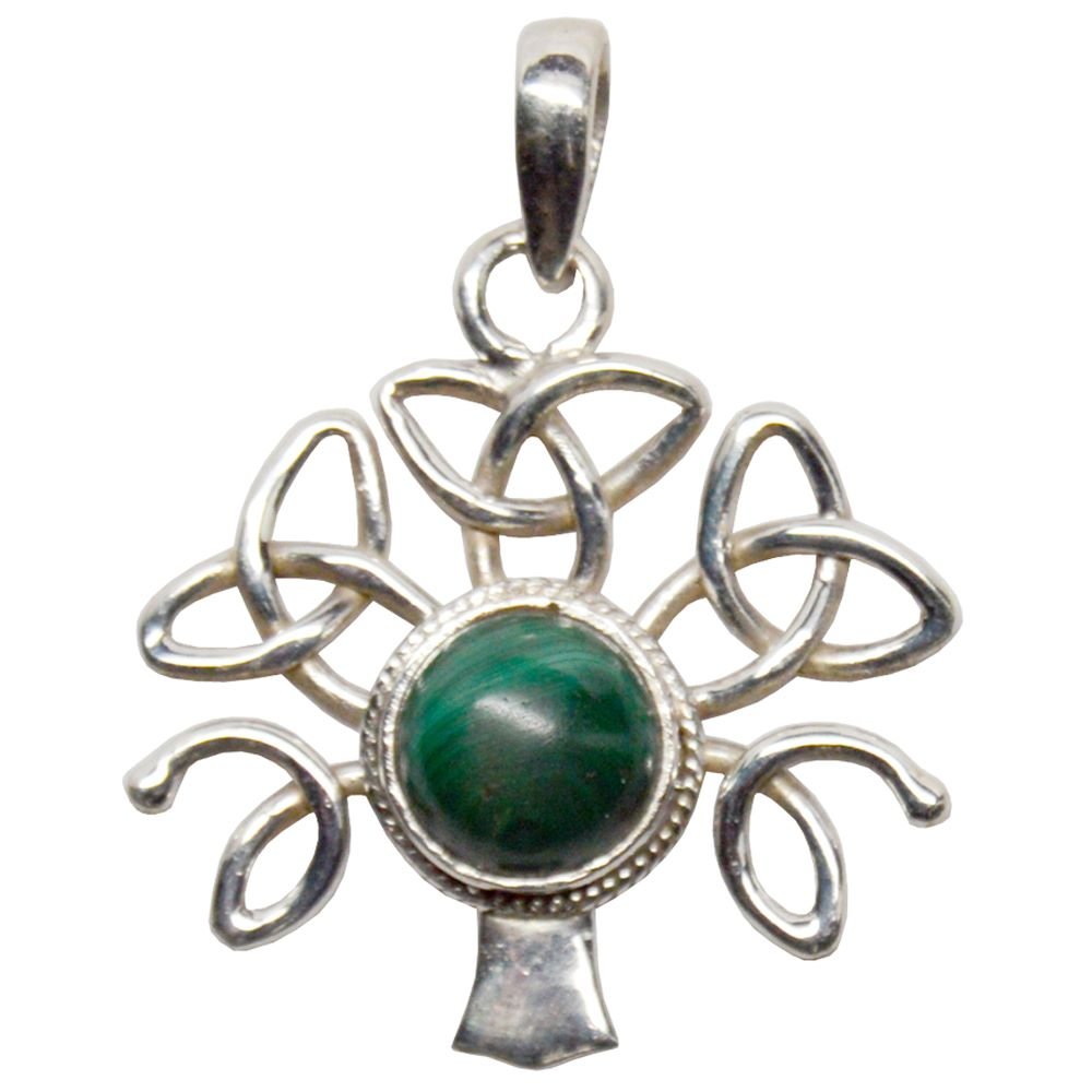 Image of Malachite Celtic Tree Pendant Necklace