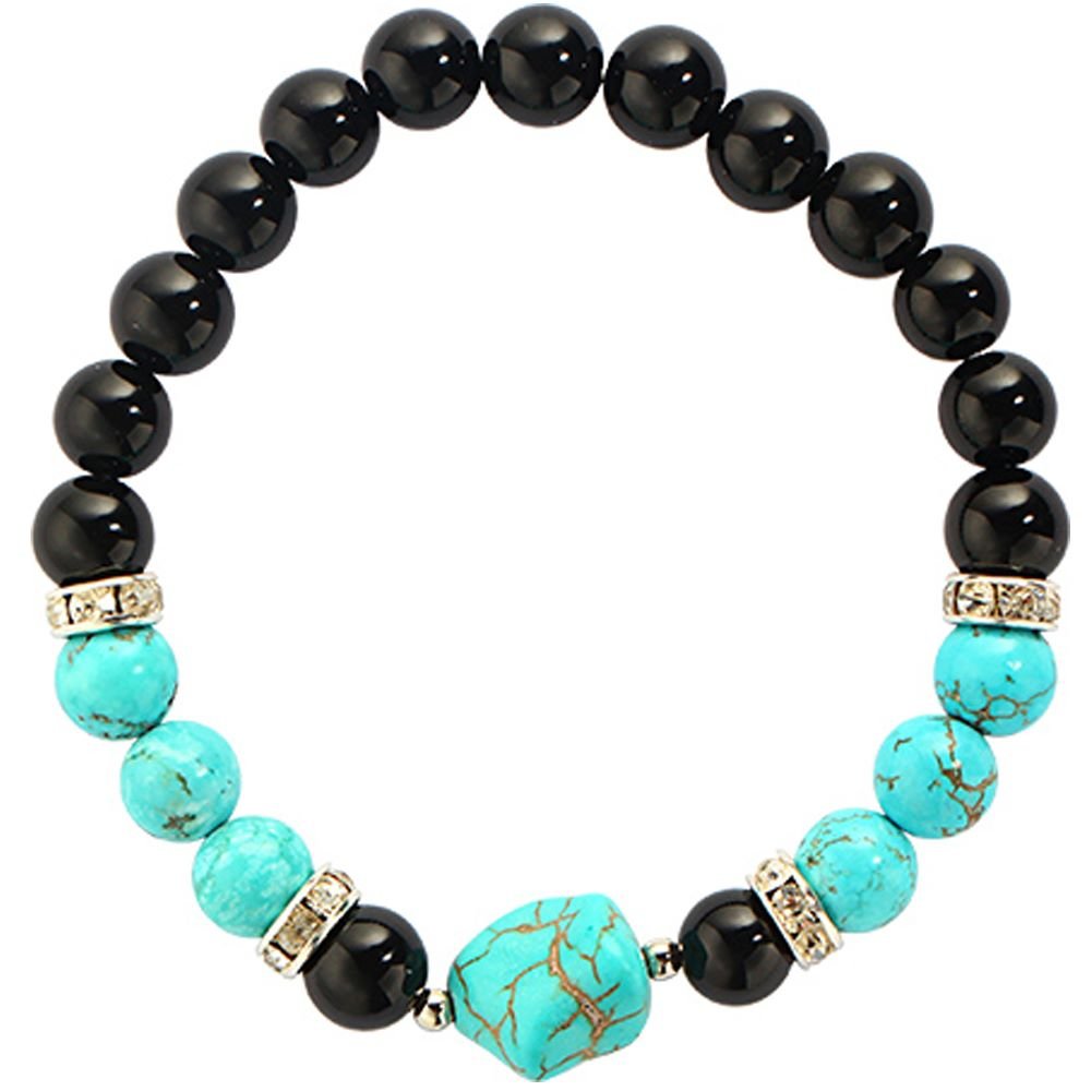 Image of Onyx Black and Turquoise Nugget Bracelet