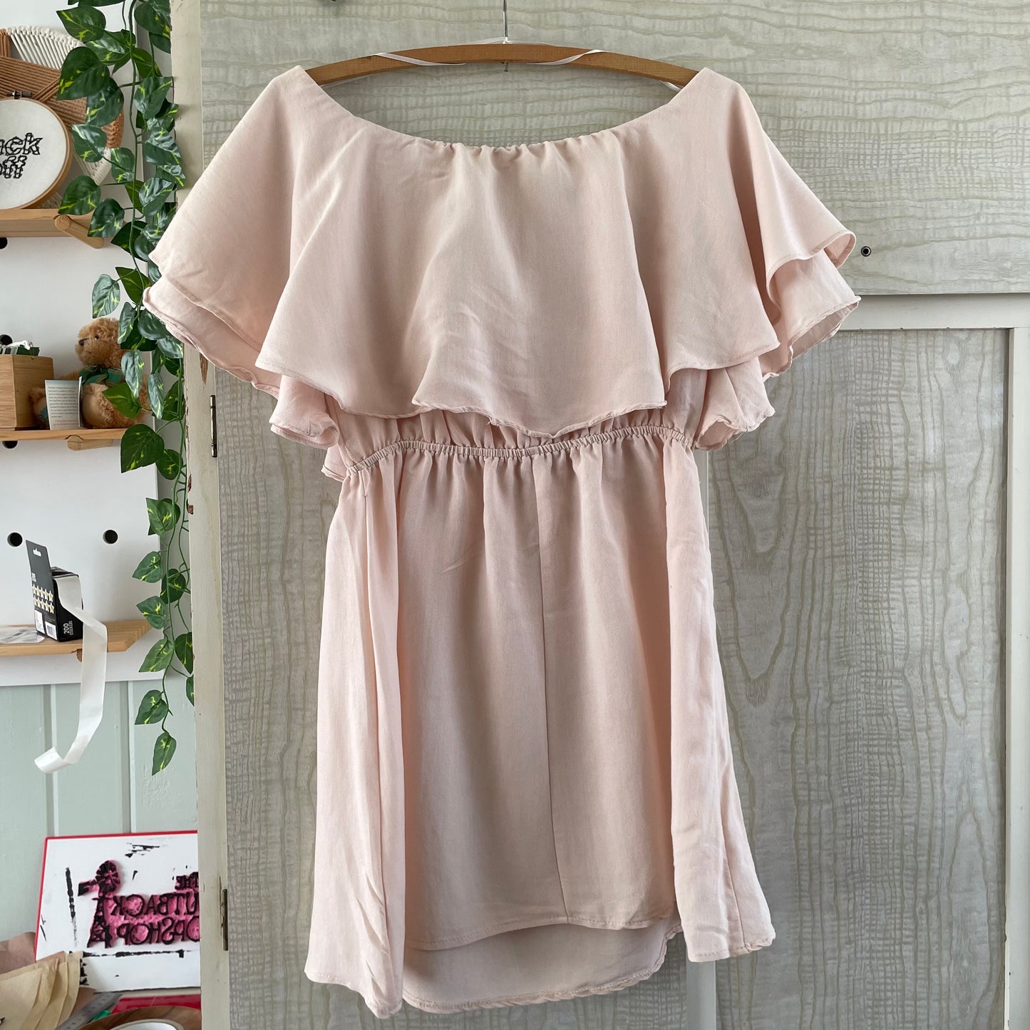 (10) Blush off the shoulder dress