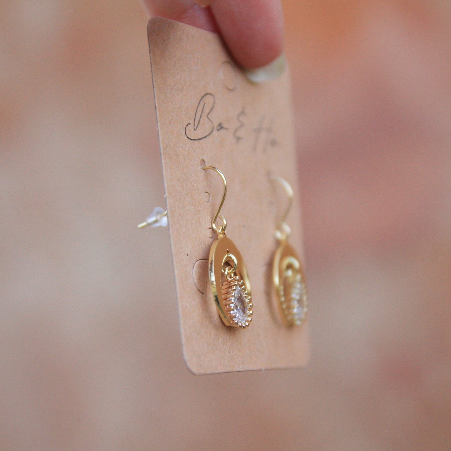 Modern Gold Cubic Zirconia Moon Earrings