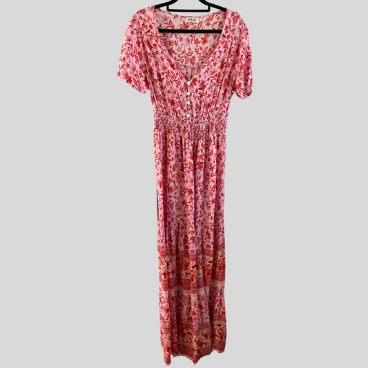 (10) Lovely Lady Pink Florals Maxi Dress