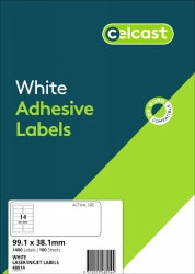 LABELS CELCAST 14UP 99.1X38.1MM LASER/INKJET WHITE PK100