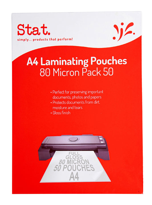 LAMINATING POUCHES STAT A4 80 MICRON PK50