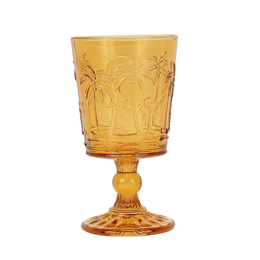 Goblet Glass Set - Palm Tree Amber