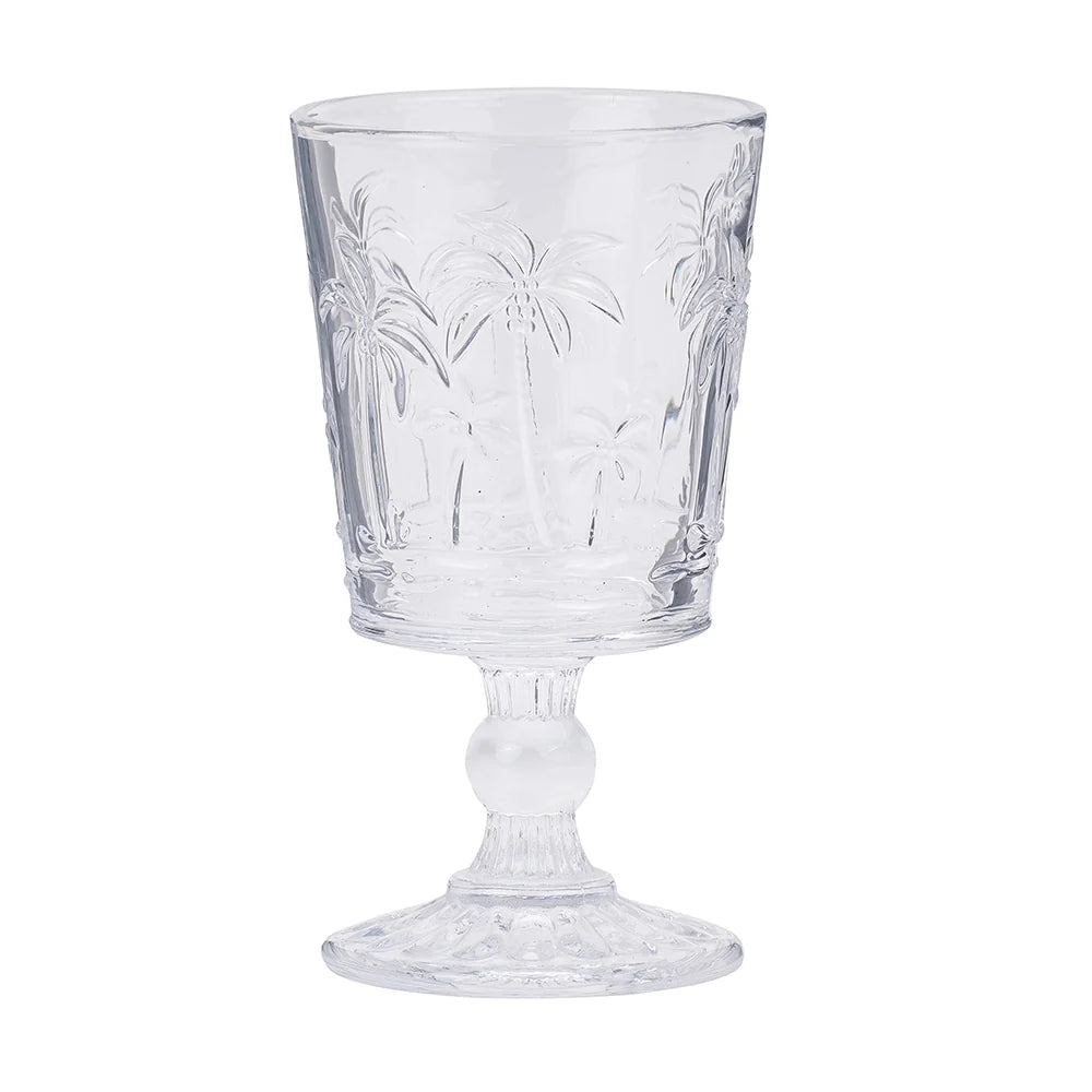 Goblet Glass Set - Palm Tree Clear