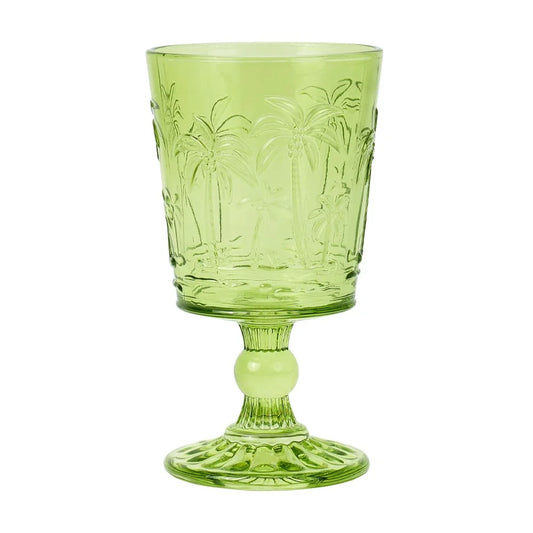 Goblet Glass Set - Palm Tree Green