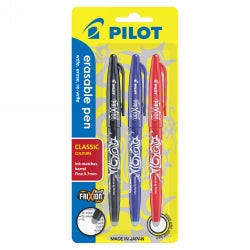 BTS* PEN PILOT 0.7MM FRIXION BALL MEDIUM CLASSIC COLOURS BLACK/BLUE/RED PK3