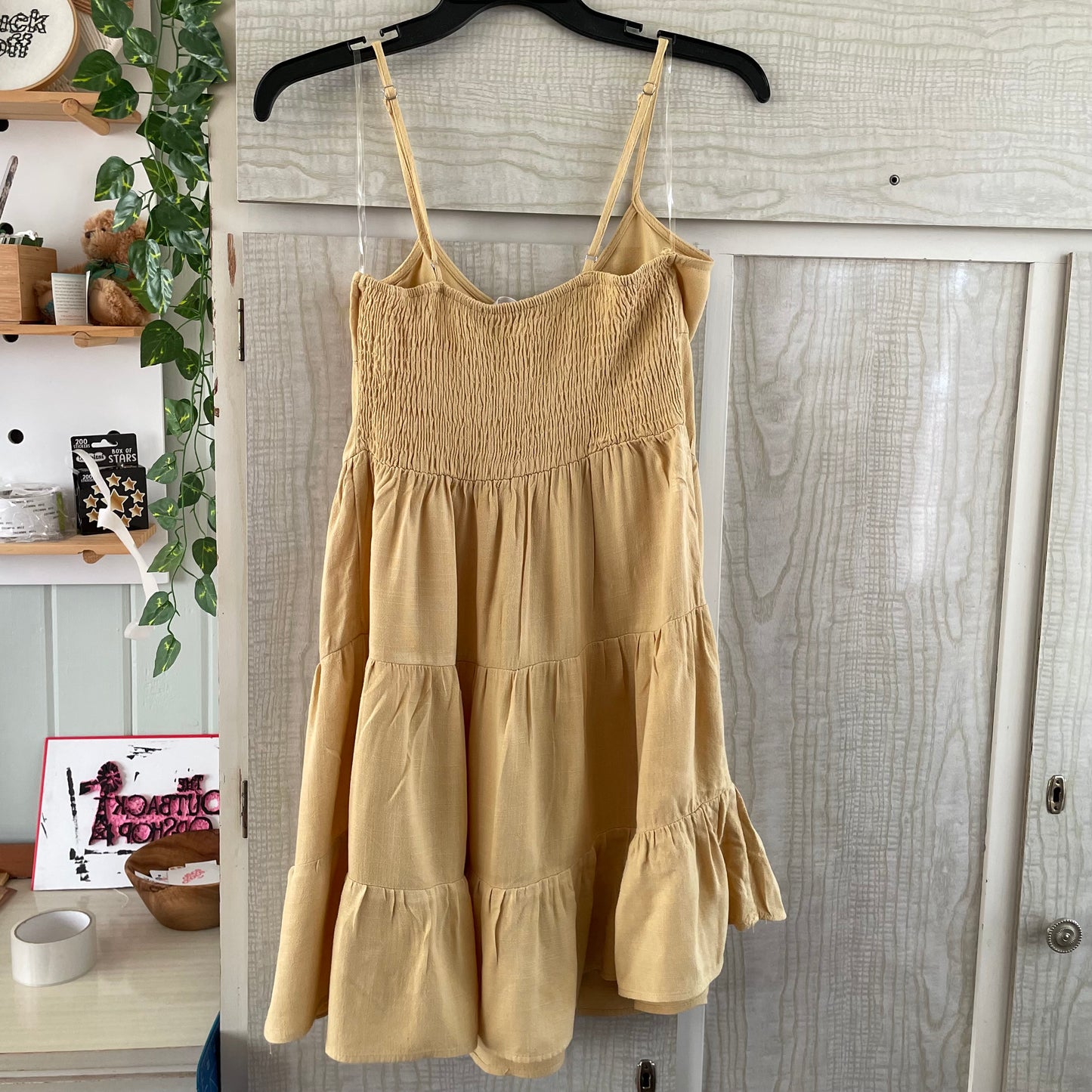 (6) Ally Ruffle pale mustard dress