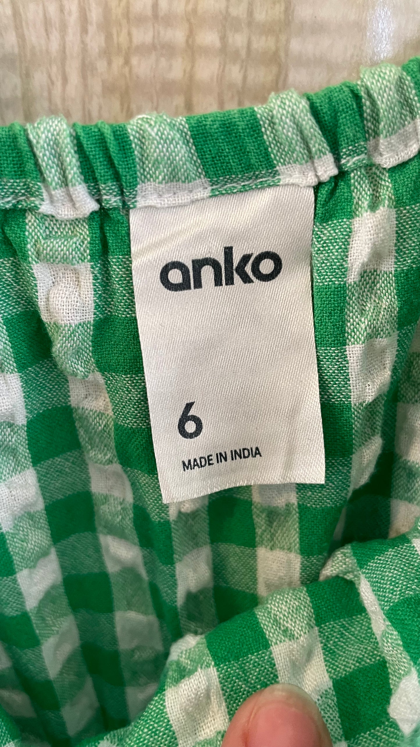 (6) Anko Green Gingham Short Sleeve Ruched Dress