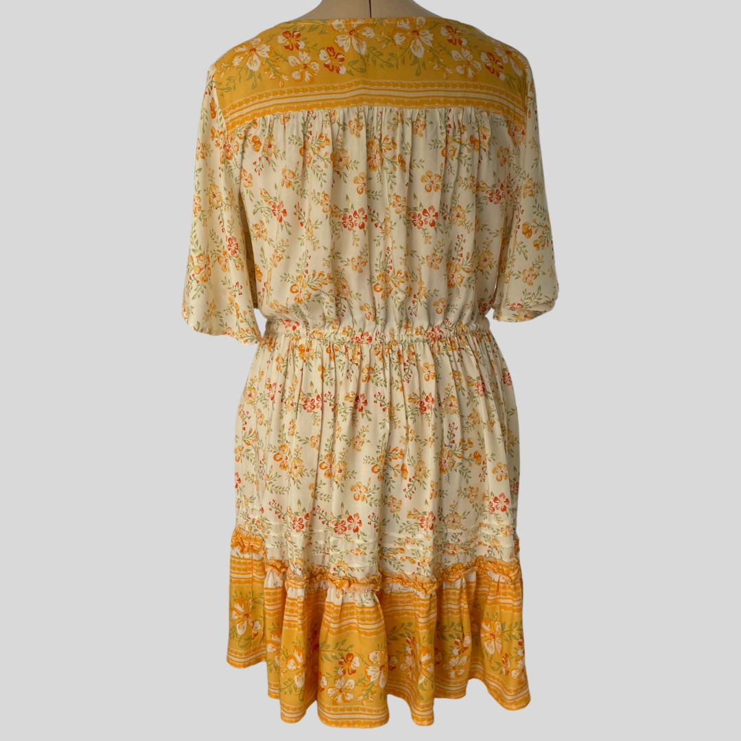 (10) Dreamcatcher Yellow Florals Sun Dress