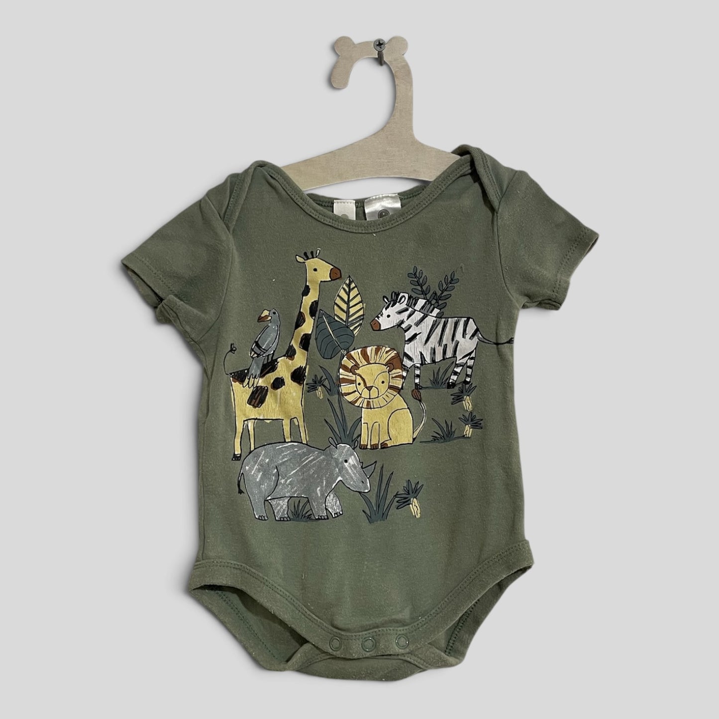(00JNR) Dymples | Green Zoo Animal SS Bodysuit