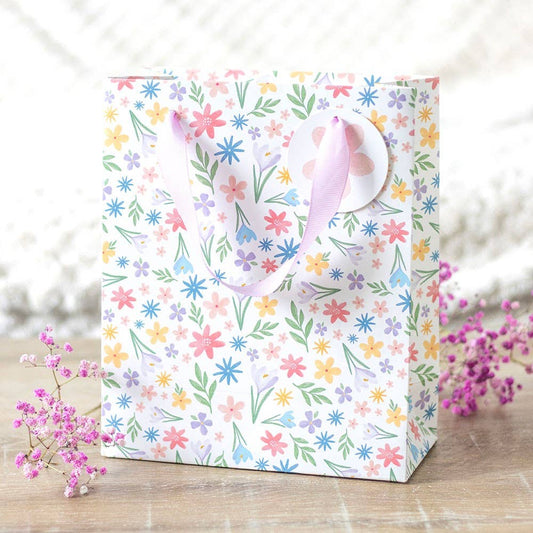 Spring Floral Paper Gift Bag 23cm