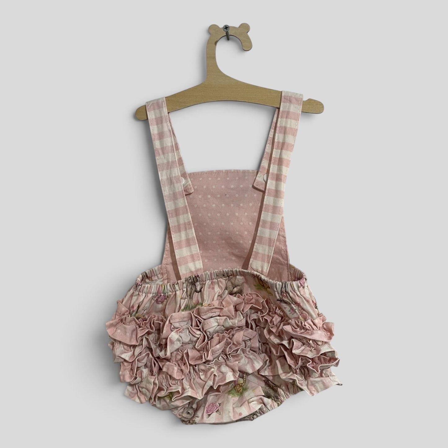 (000JNR) Pink Easer Bunny Overalls