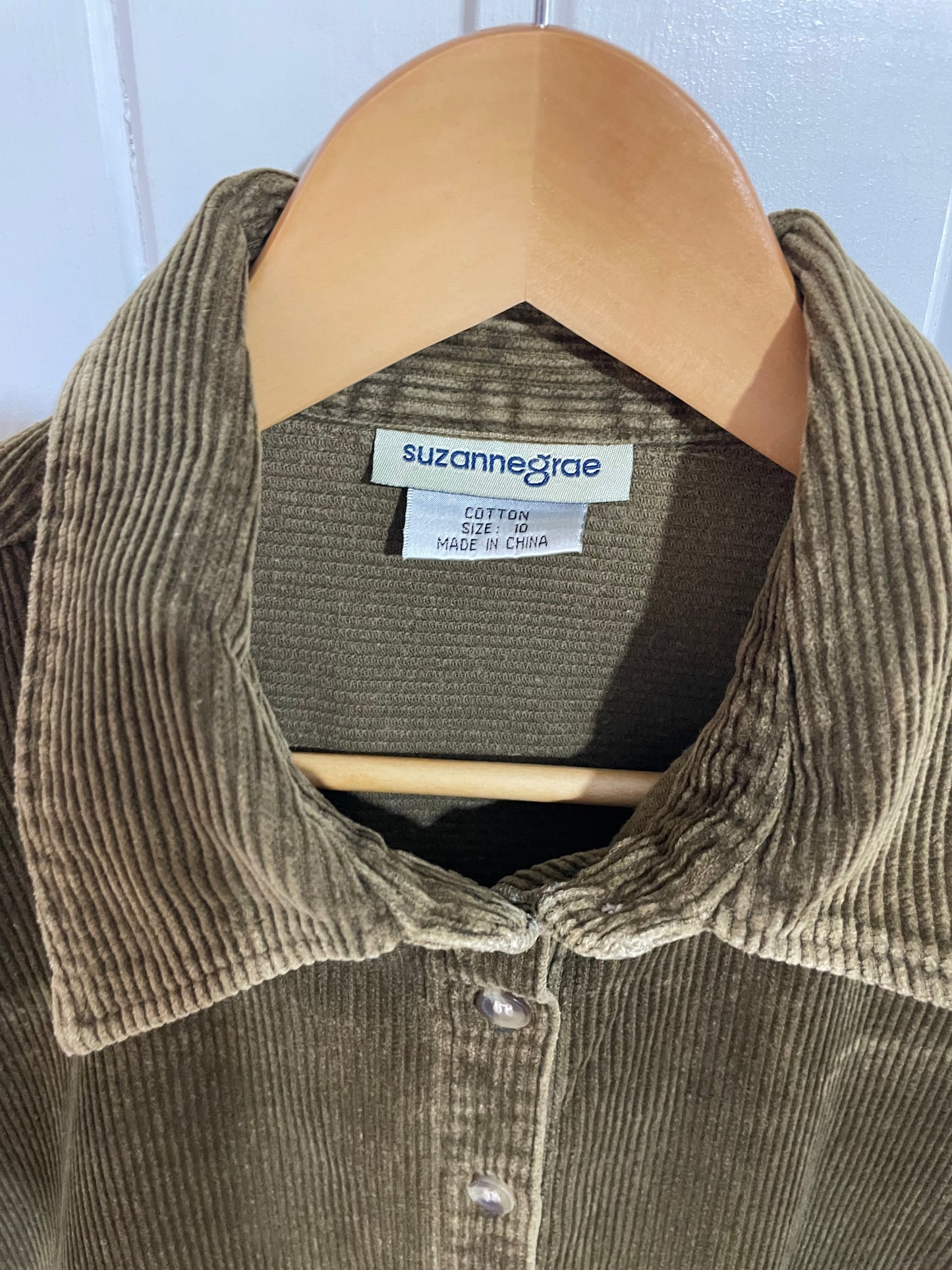 (10) Suzannegrae | Corduroy Olive LS Shirt