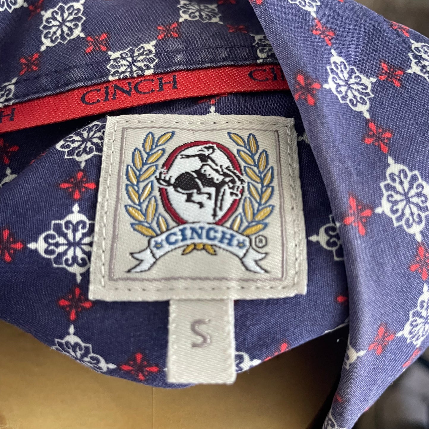 (S) Cinch Navy Patterned Shirt (EMBROIDERED)