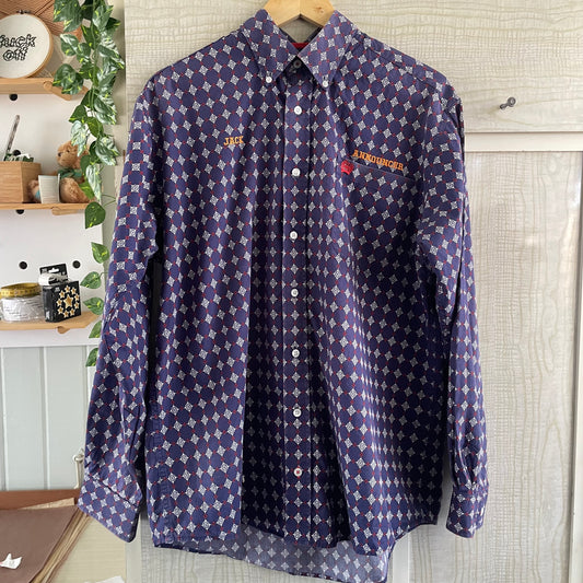 (S) Cinch Navy Patterned Shirt (EMBROIDERED)