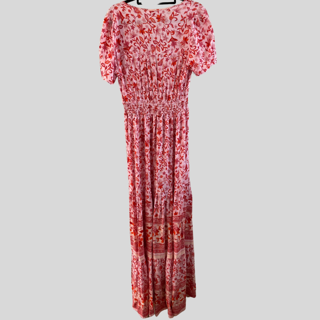 (10) Lovely Lady Pink Florals Maxi Dress