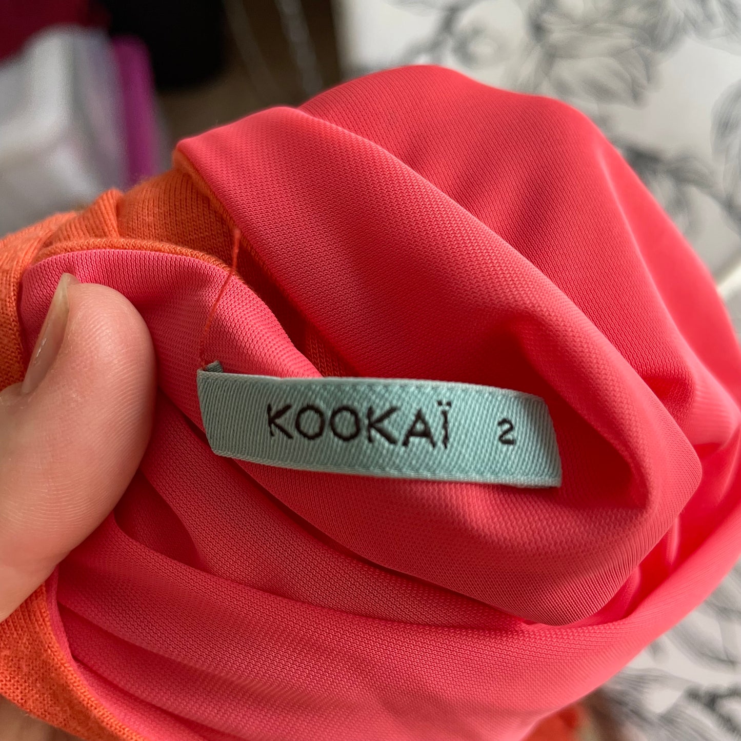 (6) Kookai Orange Lined Jersey Maxi Dress