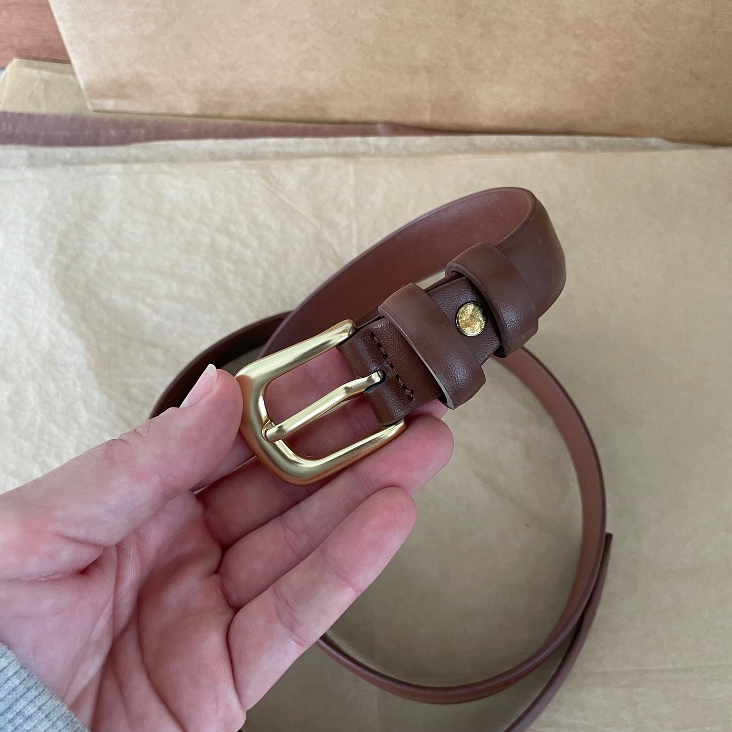 (6-8) Brown Belt with Gold Buckle