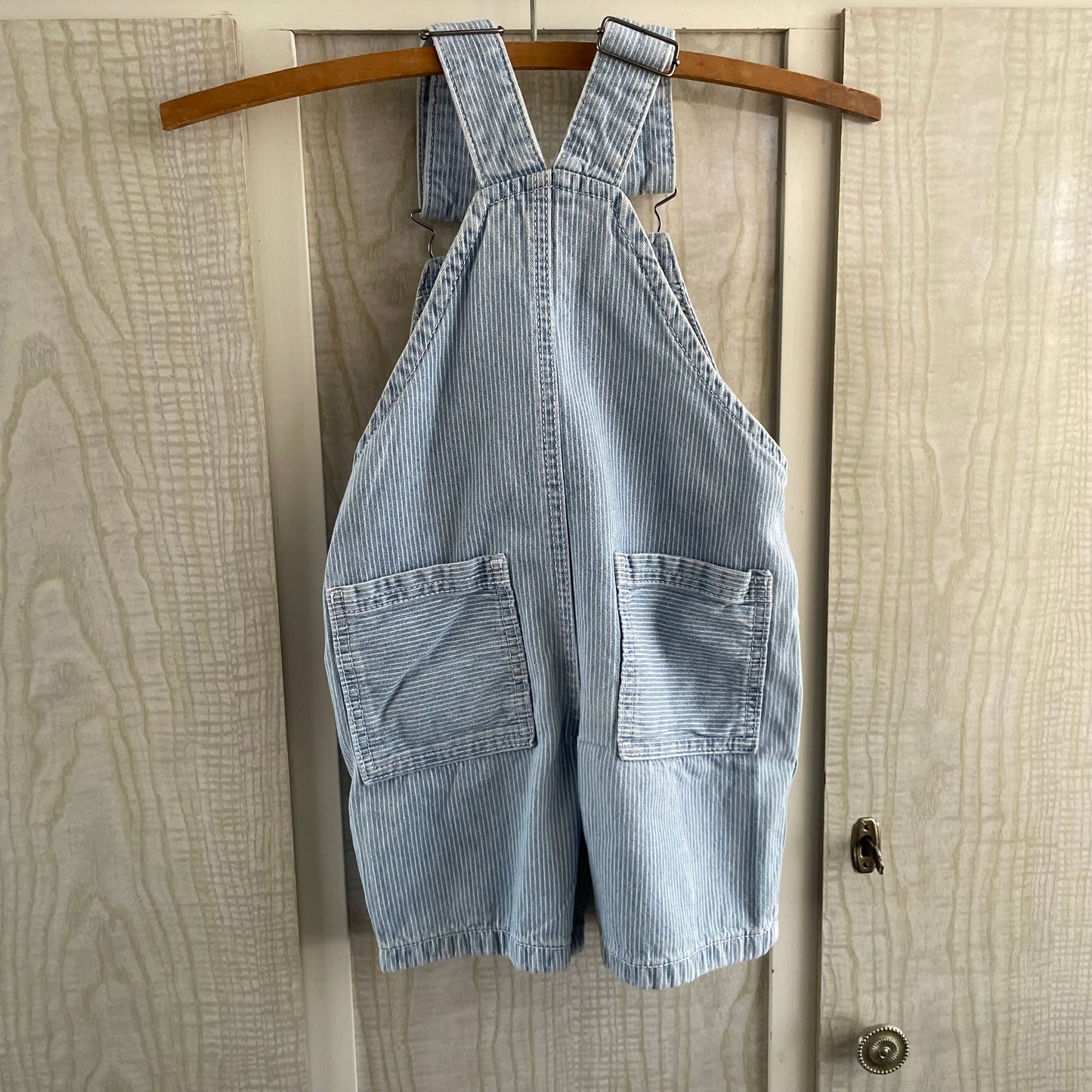 (3) Striped Denim Overalls