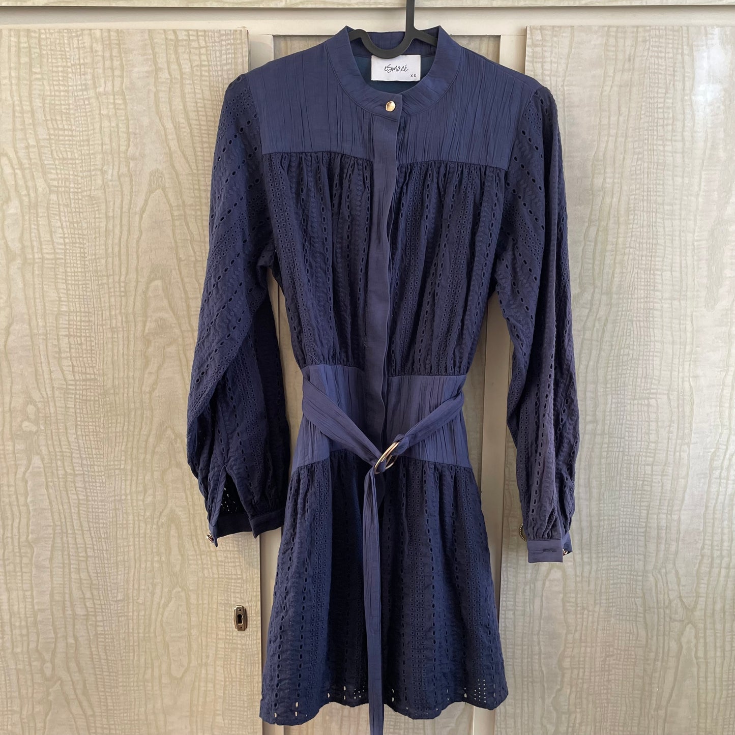 (XS) Esmee L/S Navy Lace Belted dress