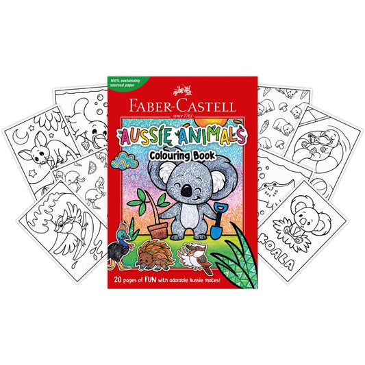 BOOK COLOURING FABER CASTELL A4 AUSSIE ANIMALS 20 PAGES