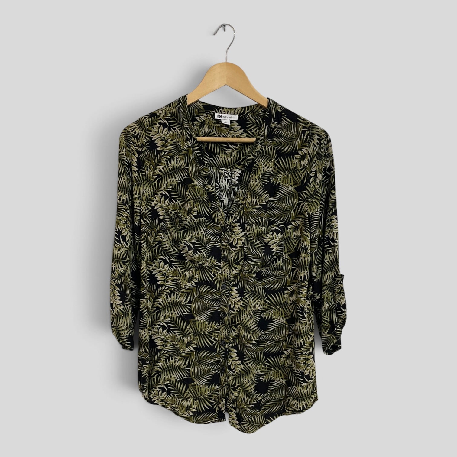 Image of (14) Rockmans | Leaf LS Blouse