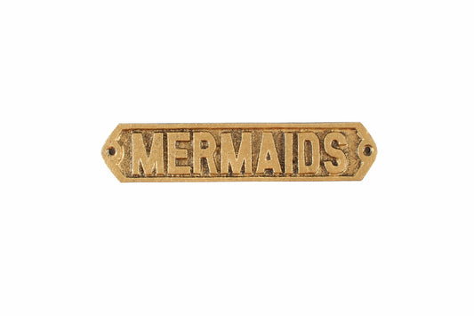 GOLD CAST IRON PLAQUE MERMAIDS 20X4CM